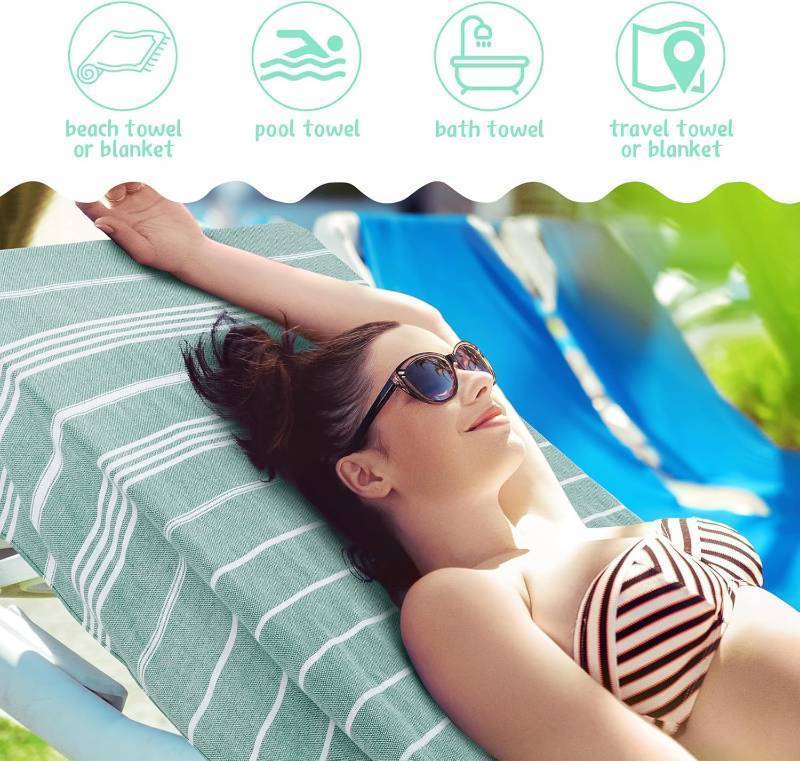 6 Pack Extra Large Cotton Turkish Beach Towels, Oversized Beach Blanket for Travel (Teal)