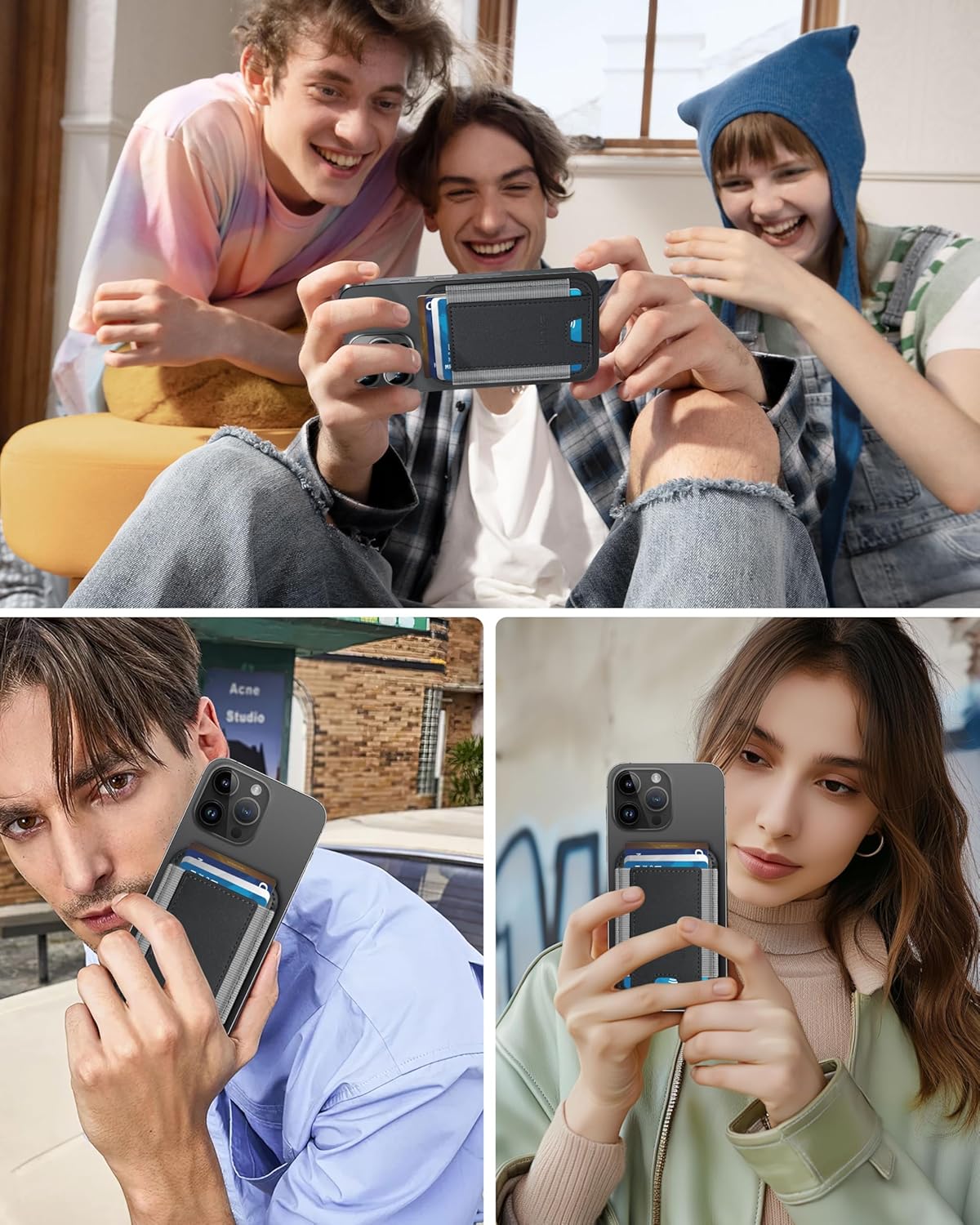 Magnetic Wallet for iPhone 17/16/15/14/13/12 Series, 7 Cards Holder, Magnetic Phone Wallets, 2 Slots, Black?Grey