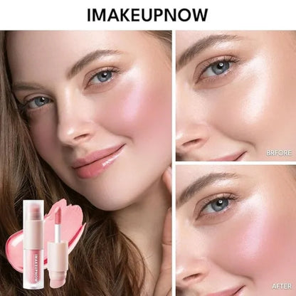 Liquid Blush Stick for Cheeks Natural Matte Finish Make Up, High Pigment Blush Stick Long-lasting Dewy Cheek Tint With Build in Brush#L002