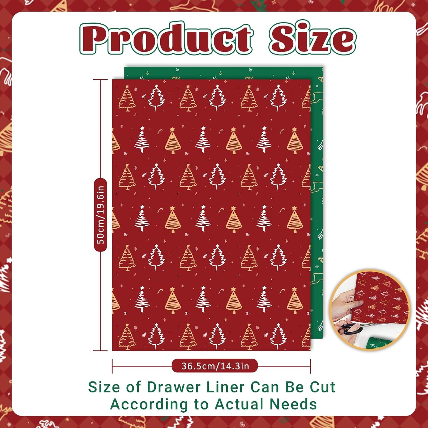 Christmas Scented Drawer Liners – 12 Sheets (14.3" x 19.5") – Apple Cinnamon & Cedar Fragrance – Festive Shelf Paper for Dressers, Closets & Holiday Gifting (Gift Box Included)