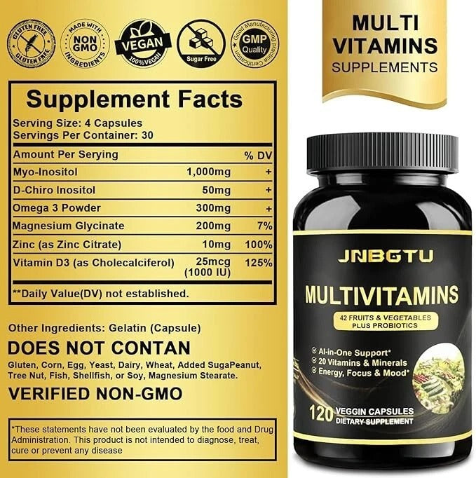 JNBGTU Multivitamins 120 capsules Vegan Dietary Supplement Probiotics BB