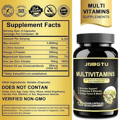 JNBGTU Multivitamins 120 capsules Vegan Dietary Supplement Probiotics BB