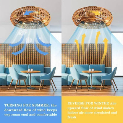 OPFLI 19" Boho Flush Mount Ceiling Fan with Remote