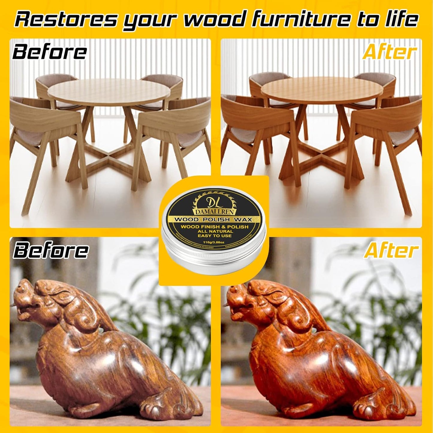 Beeswax Furniture Polish, Wood Seasoning Beeswax for Furniture Waterproof & Repair Wood Wax