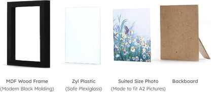 20" x 20" Frame, 16" x 16" Picture With Mat, Premium Plexiglass, Slim & Stylish Black for Home Decor, Modern Single