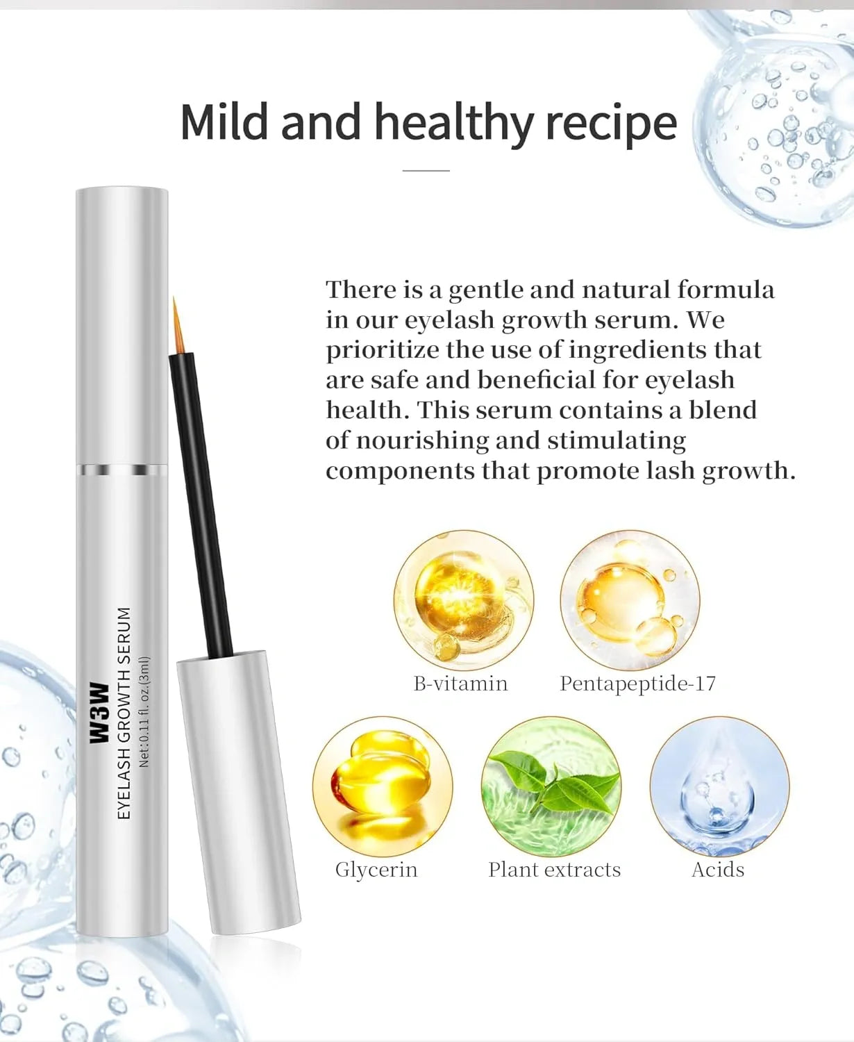 Eyelash Growth Serum Lengthens, thickens and plumps lashes with natural ingredient extracts