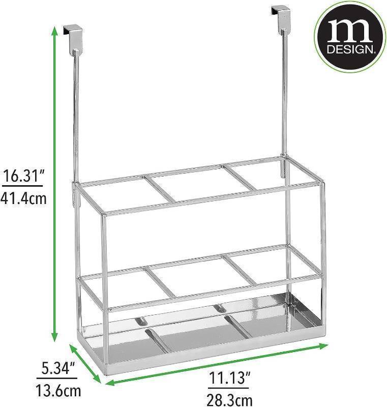 mDesign Steel Bathroom Over Cabinet Door Hair Tool Storage Organizer, Accessory Holder, Holder for Hair Dryer, Straightener, Curling Iron, Styling Products