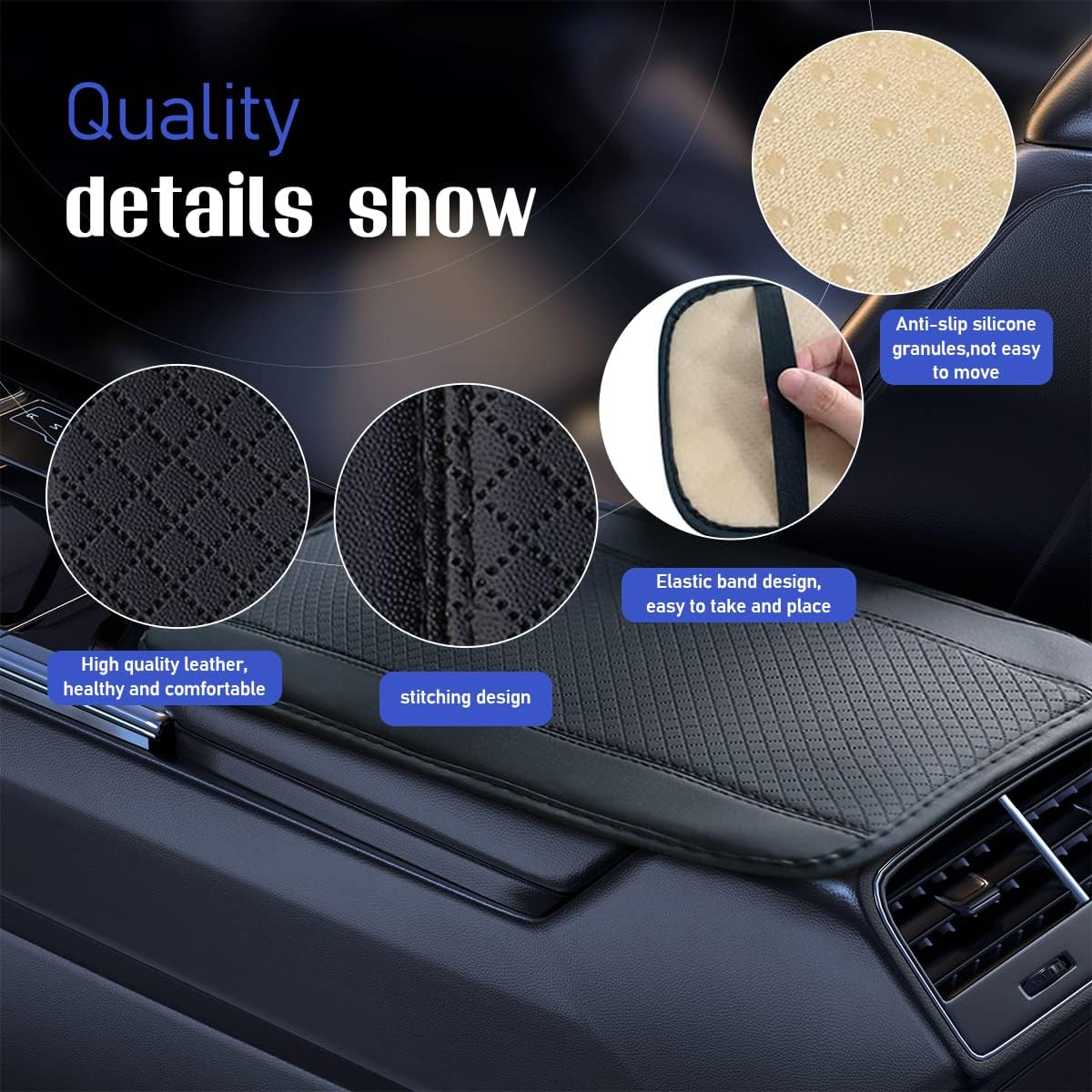 Black PU Leather Car Center Console Cushion - Waterproof & Non-Slip Armrest Protector (Copy)