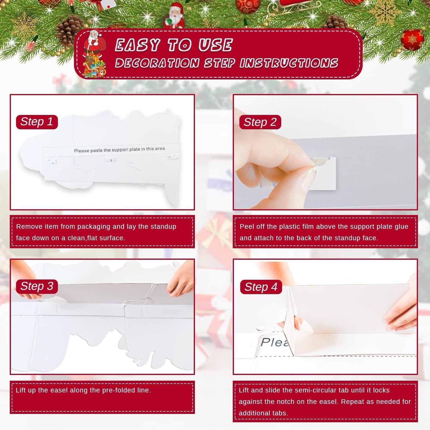 Large Santa Claus Christmas Decorations, Christmas Cardboard Cutout Standup for Xmas Wall Door Tree Porch Window Decor