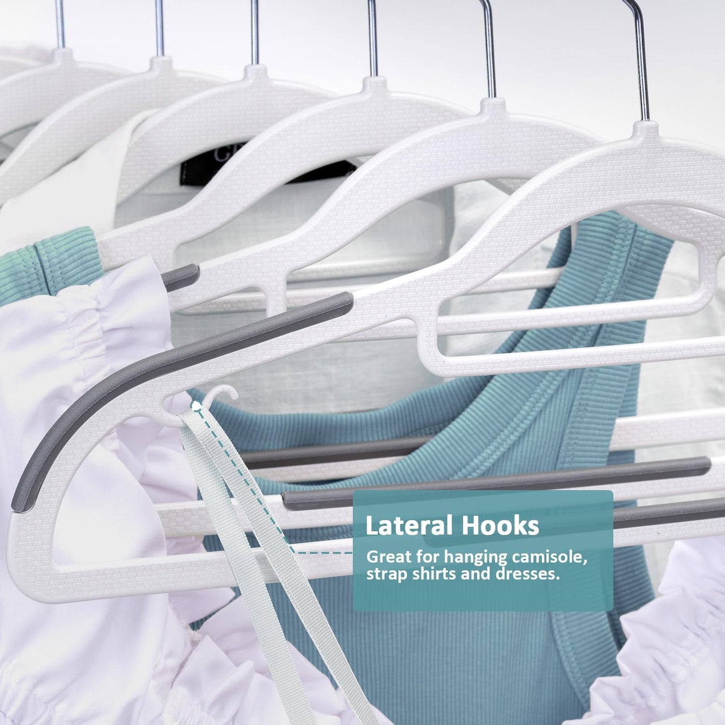 Hangers for Clothes Heavy Duty Plastic Cloth Hanger with Non-Slip Design,0.2 Inches Thick,360°Swivel Hook Space Saving Wardrobe Organizer for Closet,Shirts,Pants,Skirt,Coat (24, Beige)