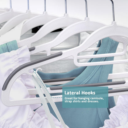 Hangers for Clothes Heavy Duty Plastic Cloth Hanger with Non-Slip Design,0.2 Inches Thick,360°Swivel Hook Space Saving Wardrobe Organizer for Closet,Shirts,Pants,Skirt,Coat (24, Beige)