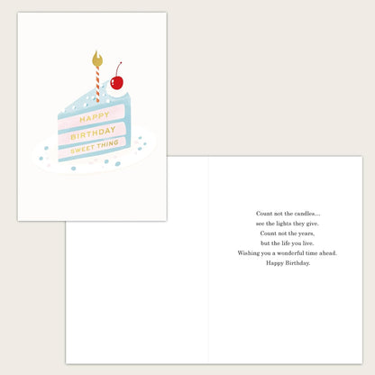 Gooji Cute Birthday Card for Her – Pastel Cake Slice Design with Cherry and Candle – Birthday Card for Women, Mom, Daughter, Wife, Friend, Girlfriend, Granddaughter, Niece – Includes Sentiment Inside