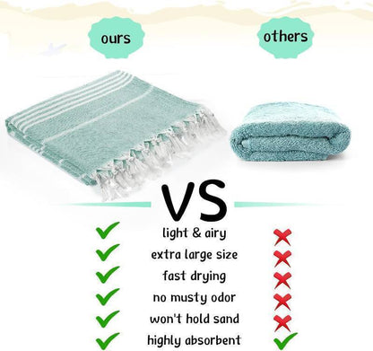 6 Pack Extra Large Cotton Turkish Beach Towels, Oversized Beach Blanket for Travel (Teal)