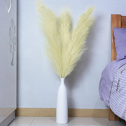 3 Branch Set Faux Pampas Grass Dcor Tall -Artificial Dried Pampas Grass 3 Pieces 115cm(45inches) Bunny Tails Dried Flowers - Pompas Grass Branches- Modern Boho Decor For Home Office