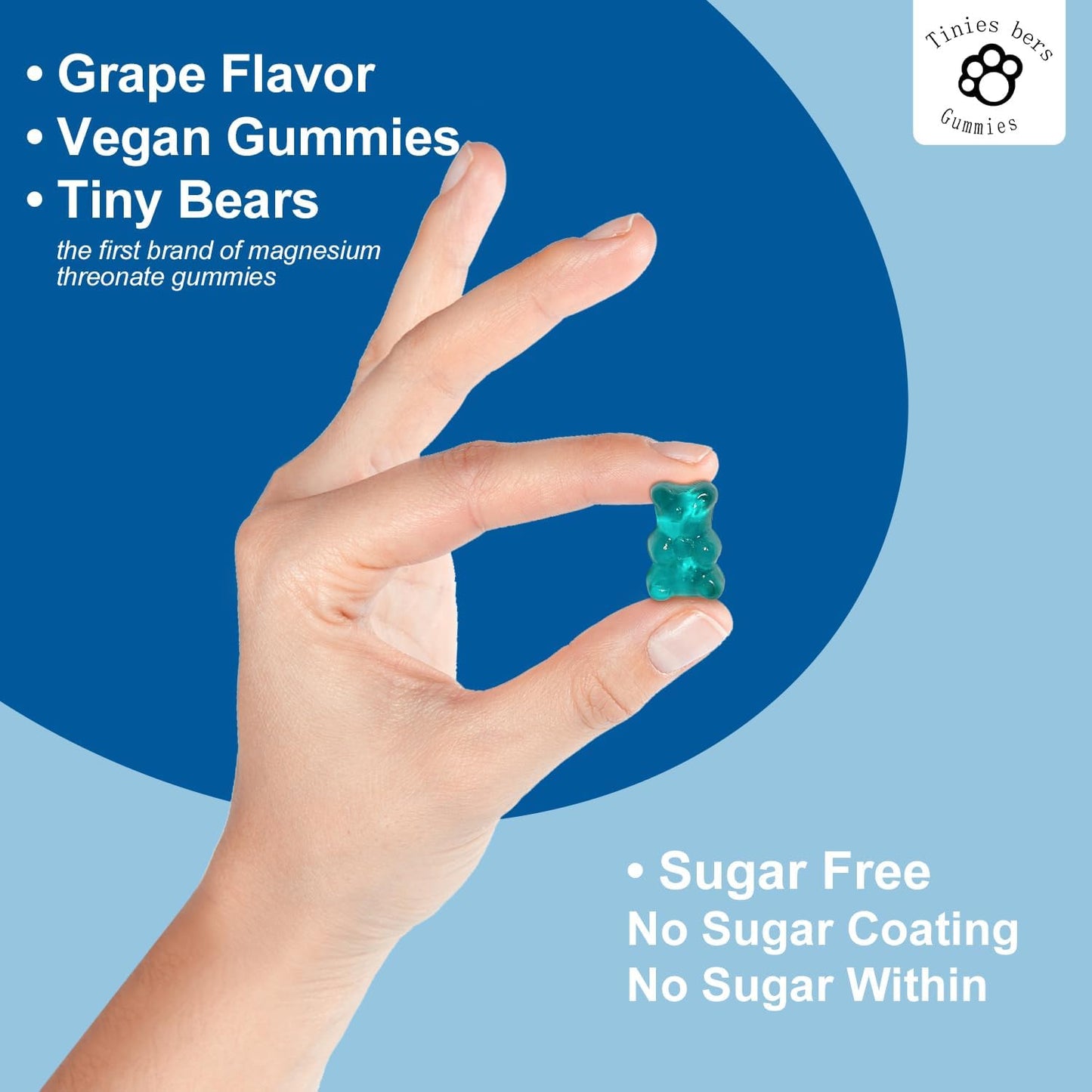 Magnesium Threonate Gummies 500mg, Sugar Free L-Threonate Gummies for Adults Kids, Best Mganesium Gummies for Brain, Non-GMO, Gulten Free, Vegan, Pectin, 60