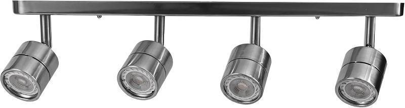 KING SHA 21 Inch 4-Lights LED Track Lighting Kit with Dimmable LED Bulbs GU10 Warm White CRI90, Plug in Brushed Nickel