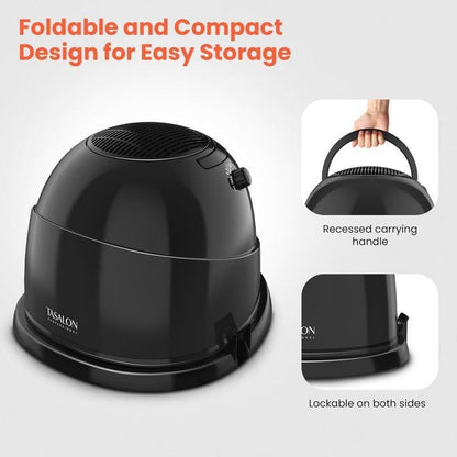 Ionic Hooded Dryer - 1875W Bonnet Hair Dryer, 3 Heating Settings, Sit Under Hair Dryer for Home and Salon, Portable Hair Dryer with Hood, Height Adjustable Hooded Hair Dryer-Black