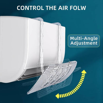 Adjustable Air Conditioner Deflector - Retractable AC Vent Deflector with Mini Fans Split Air Conditioners Accessory Anti Direct Blowing Wind Shield for Enhancing Air Circulation Inside (Transparent)