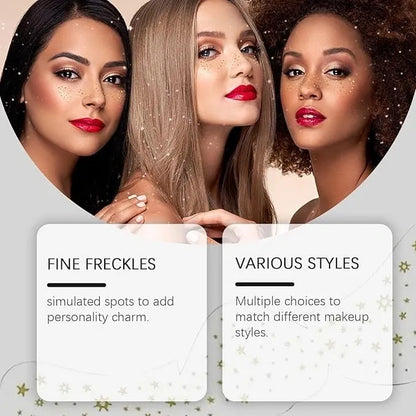 Makeup Patches, Face Makeup Patches, glitter freckles face tattoo, golden Fake Freckles, Waterproof Faux Freckles, Temporary Face Freckles For Women-6 Count