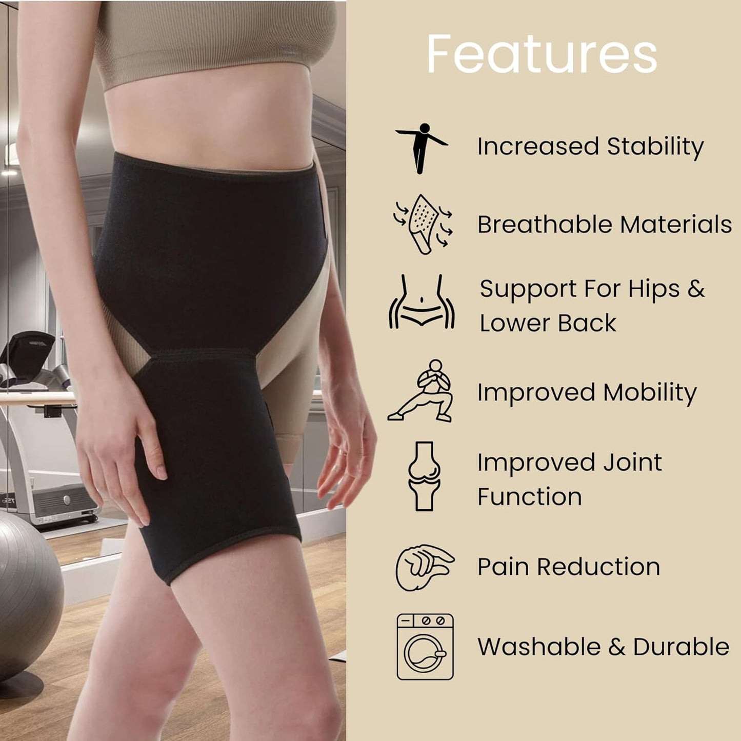 Hip Brace for Sciatica Pain Relief Devices, Belt Flexor Compression Ortho Wrap Sciatic Nerve, Groin Pelvic Strain Suport, Thigh Hamstring Pull, Adjustable Stabilizer Women & Men Both legs