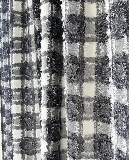 Farmhouse Fashion Plaids Boho Pattern Clipped Yarn Straight Valance for Farmhouse Bathroom/Bedroom/Living Room - Vintage Chic Textured (Black and White)