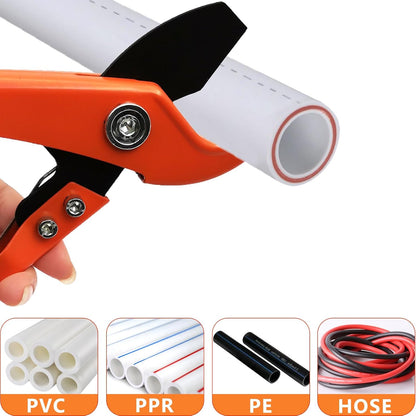 PVC Pipe Cutter, Heavy Duty Tubing Cutter with SK5 Blades Ratchet-type Tube and Pipe Cutter for Cutting PVC PEX Plastic PP-R Hoses up to 1-1/4" (32mm)