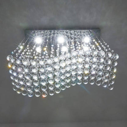 Modern K9 Crystal Raindrop Chandelier, Flush Mount Kitchen Island Dining Room
