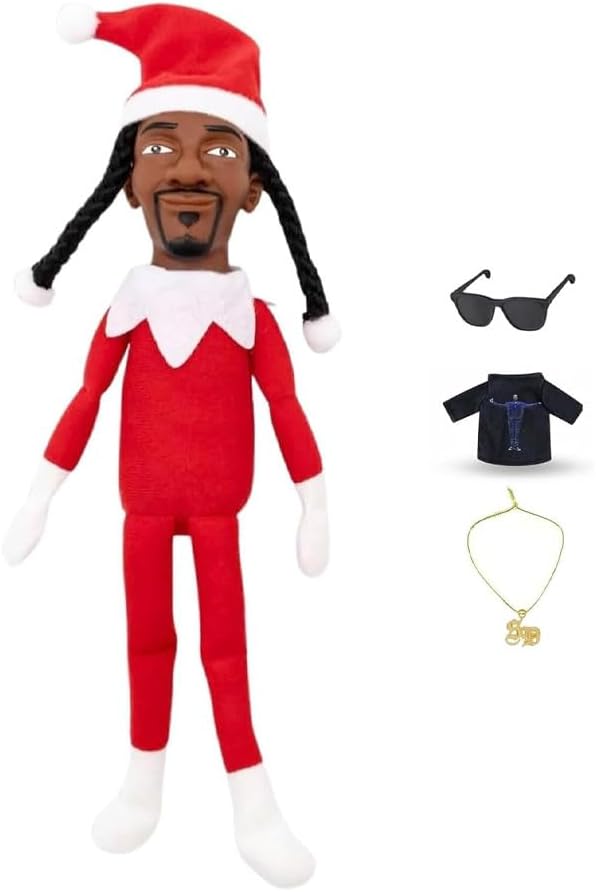 "Snoop On A Stoop" Christmas Elf Doll Decorations, Hip Hop Style for Holiday Home Tree & Mantel Decoration