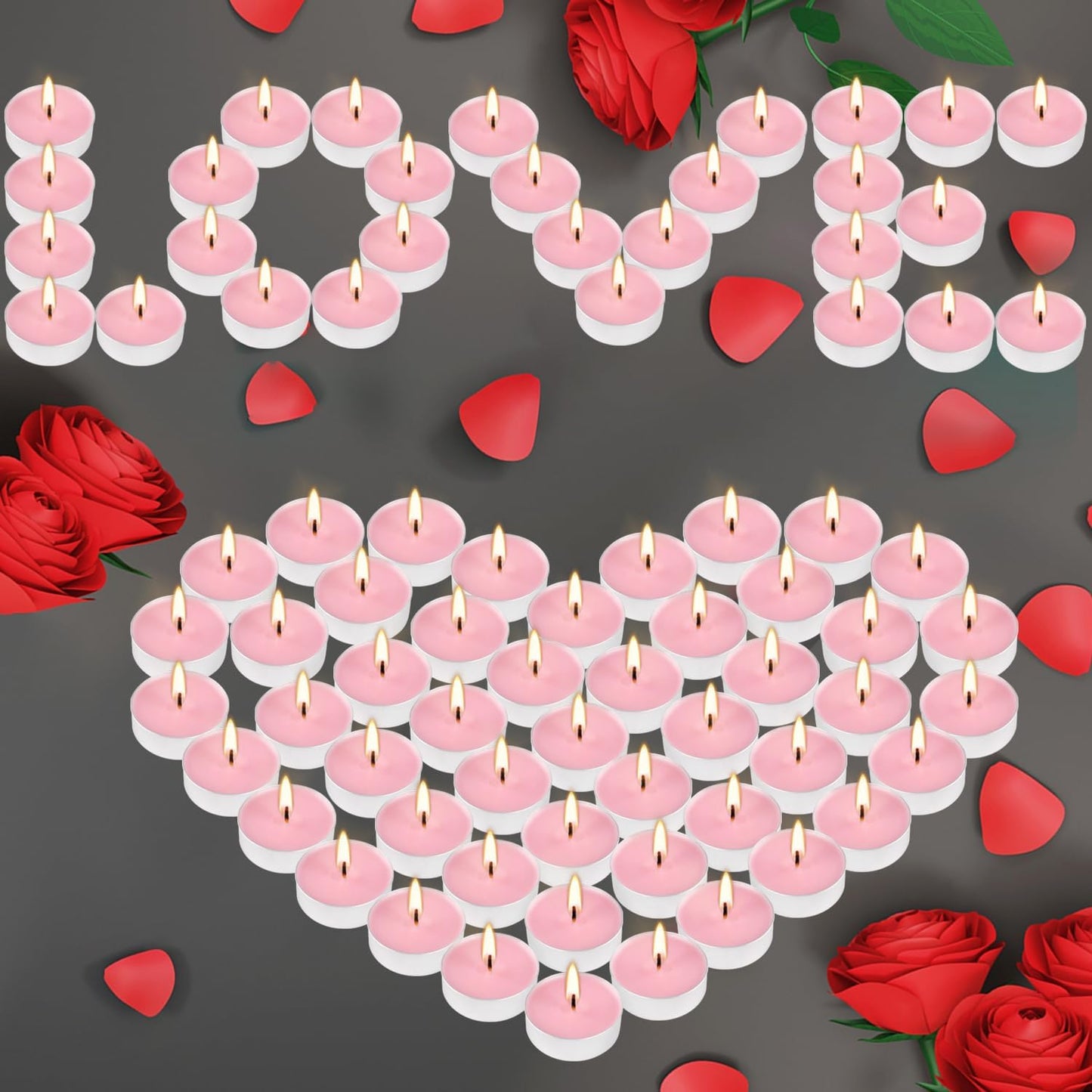 100 Pack Pink Tealight Candles 4 Hour Unscented Votive Candles
