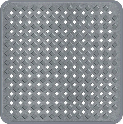 Non Slip Shower Mat for Shower Room with Drain Holes and Suction Cups Diamond Pattern 21 x 21 Inch Machine Washable Shower Accessories