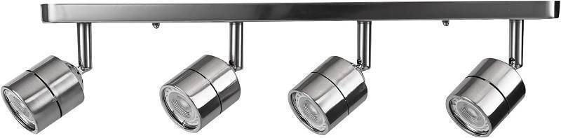 KING SHA 21 Inch 4-Lights LED Track Lighting Kit with Dimmable LED Bulbs GU10 Warm White CRI90, Plug in Brushed Nickel