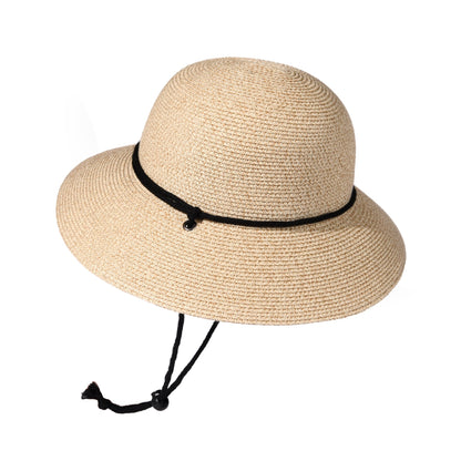FURTALK Women's Wide Brim Hat with Wind Lanyard, UPF 50+, Straw Hat for Women Beige (LARGE)