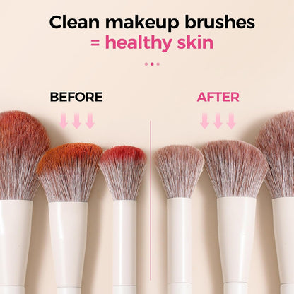 3 in 1 Makeup Brush Cleaner, Silicone Cleansing Pad, Clear Cover Brush Holder and Storage Box, Quick Dry Storage, for Removing Makeup Brushes, Sponges, Puffs Residue