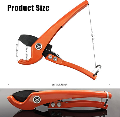 PVC Pipe Cutter, Heavy Duty Tubing Cutter with SK5 Blades Ratchet-type Tube and Pipe Cutter for Cutting PVC PEX Plastic PP-R Hoses up to 1-1/4" (32mm)