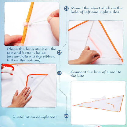 10 Pcs DIY Blank Kite Kit Paper Kites Bulk with 36 Pcs Watercolor Pens and 196.85 ft Kite String Kite Making Kit for Kids Girls Boys Outdoor Park Beach Activities Educational Games Party Favors