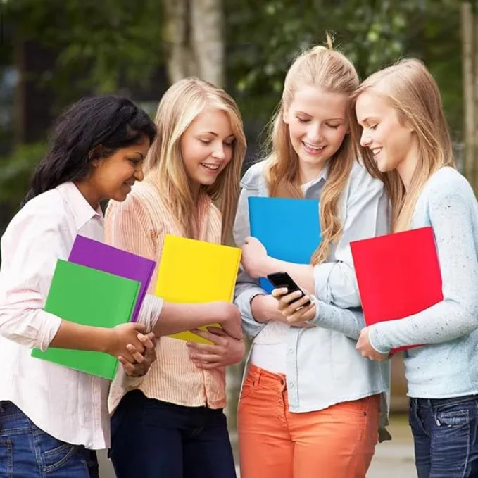 5 Folders with Pockets, 5 Color Heavy Duty Plastic Two Pocket Folder with Business Card Holder for Office High School Business Resume