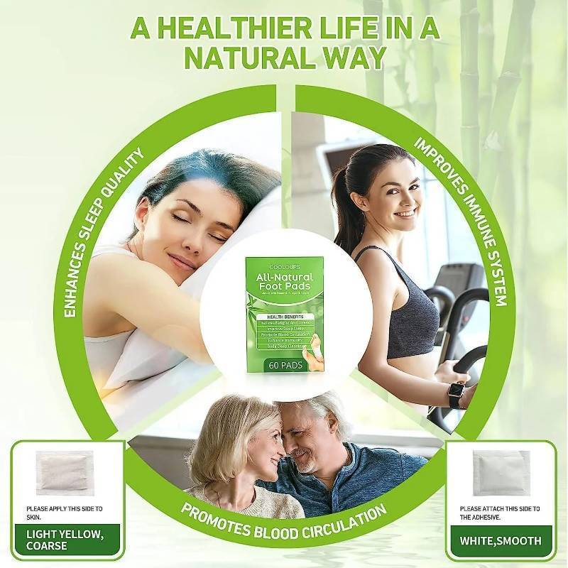 60ct All Natural Deep Cleansing Foot Pads for Better Sleep Stress Pain Relief