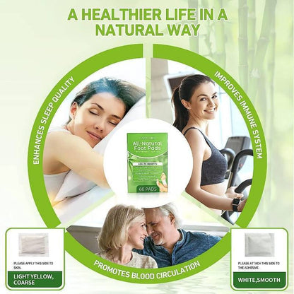 60ct All Natural Deep Cleansing Foot Pads for Better Sleep Stress Pain Relief