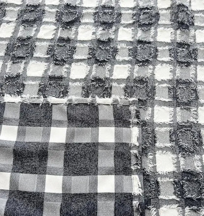 Farmhouse Fashion Plaids Boho Pattern Clipped Yarn Straight Valance for Farmhouse Bathroom/Bedroom/Living Room - Vintage Chic Textured (Black and White)