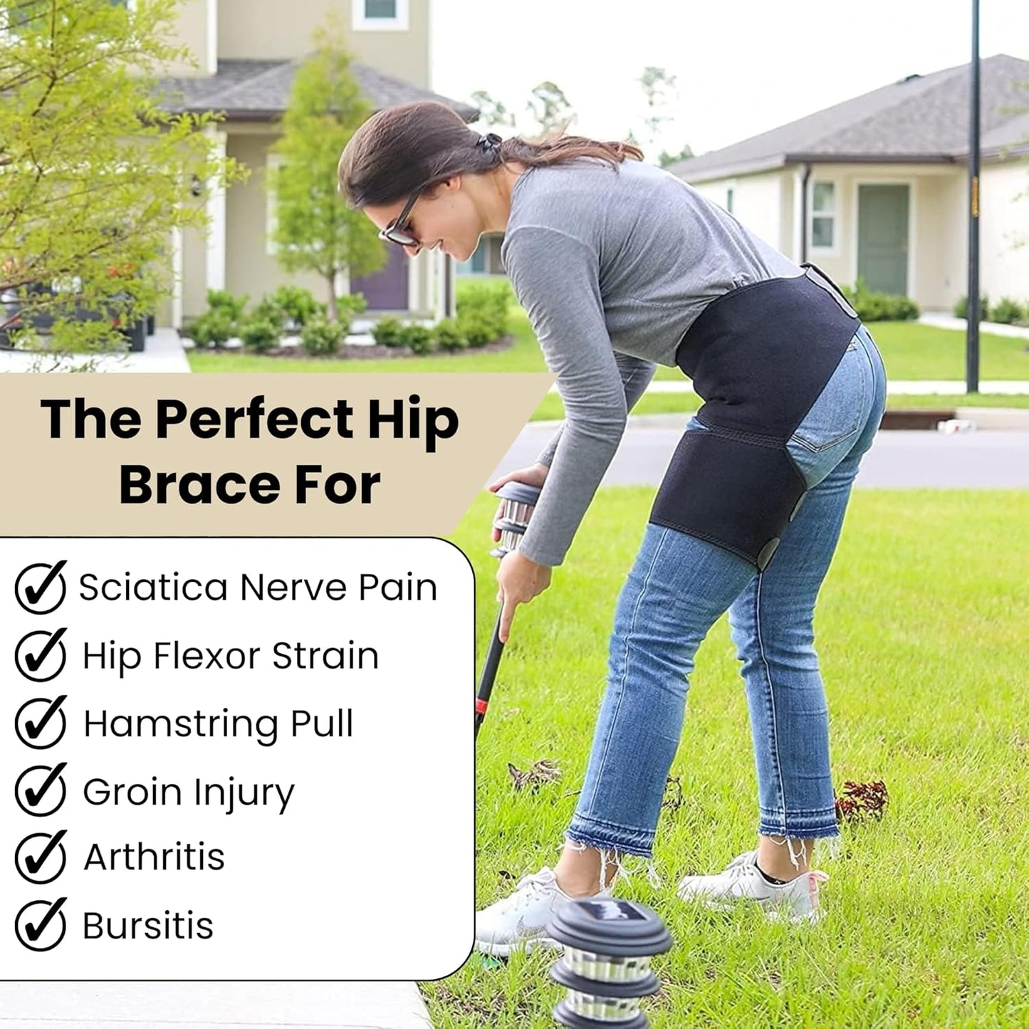 Hip Brace for Sciatica Pain Relief Devices, Belt Flexor Compression Ortho Wrap Sciatic Nerve, Groin Pelvic Strain Suport, Thigh Hamstring Pull, Adjustable Stabilizer Women & Men Both legs