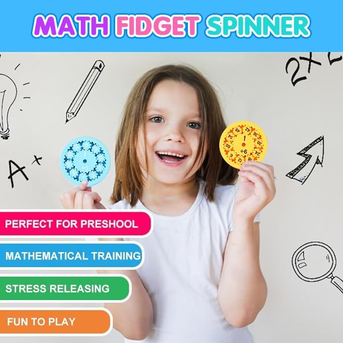 Educational Math Fidget Spinners | Learn Multiplication & Division | Ideal for Classroom Prizes & Stocking Stuffers