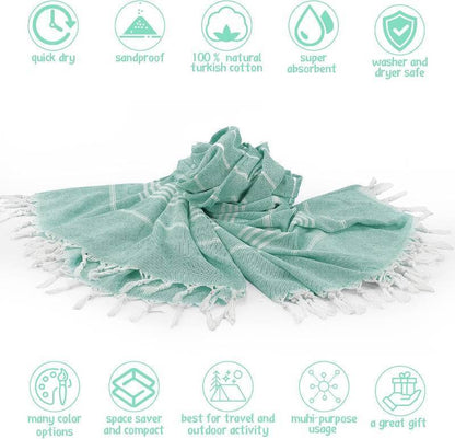 6 Pack Extra Large Cotton Turkish Beach Towels, Oversized Beach Blanket for Travel (Teal)