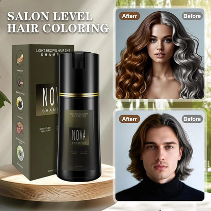 Hair Dye Shampoo & Champu Para Canas - Natural 3-in-1 Instant Gray Coverage for Men & Women (Light brown-200ML)