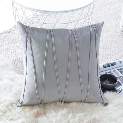 Pack of 2 Striped Velvet Throw Pillow Covers Modern Decorative Couch Throws Square Soft Cozy Pillowcases for Winter Bed Sofa Cushion Living Room (Gray, 22" x 22")