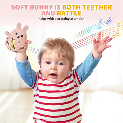 New Infant Silicone Baby Teether Toy Sensory Toy from 0 Months Prevents Finger Sucking (Rose Pink)