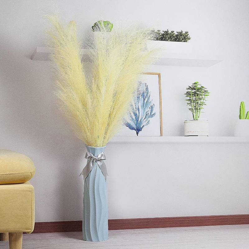3 Branch Set Faux Pampas Grass Dcor Tall -Artificial Dried Pampas Grass 3 Pieces 115cm(45inches) Bunny Tails Dried Flowers - Pompas Grass Branches- Modern Boho Decor For Home Office