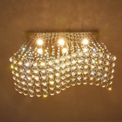Modern K9 Crystal Raindrop Chandelier, Flush Mount Kitchen Island Dining Room