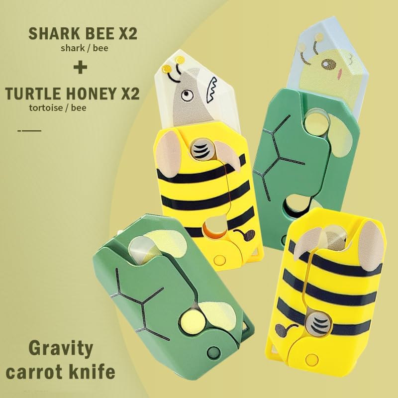 4-Pack 3D Gravity Fidget Toys – Shark-Bee & Tortoise-Bee Editions