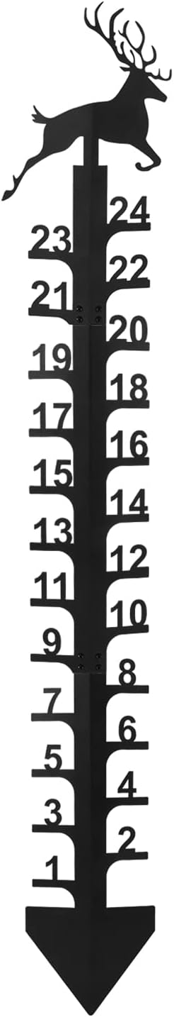 24 inch Iron Snow Gauge Outdoor, Christmas Holiday Elk Snow Gauge Metal Snow Measuring Device Rain Snowfall Measuring Stake Snow Measuring Stick for Yard Garden Winter Decorations Gifts
