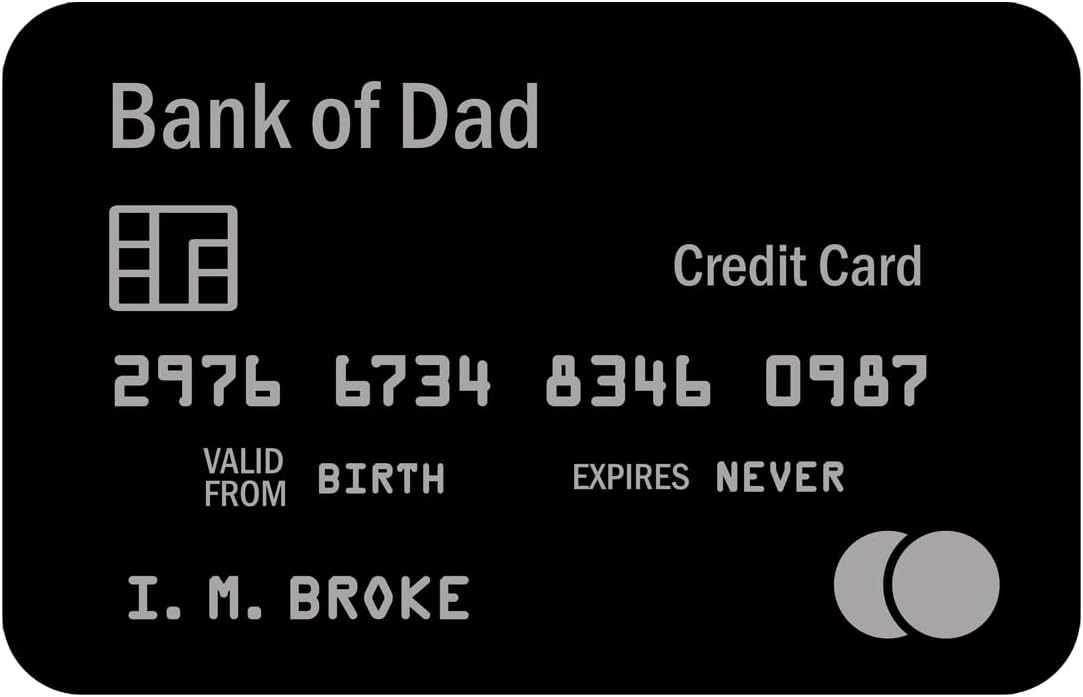 Metal Bank of Dad Wallet Card – Funny Novelty Credit Card Gifts for Dad Fathers – Unique Gag Gift for Father’s Day Birthdays Christmas